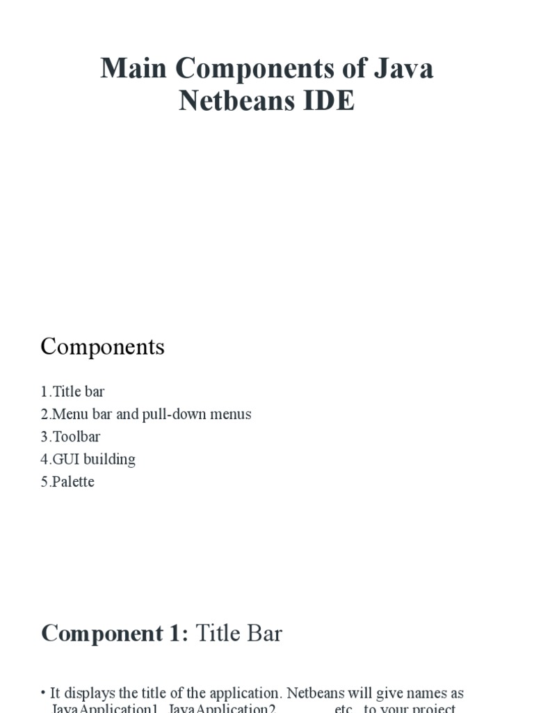 Main components of java netbeans ide pdf