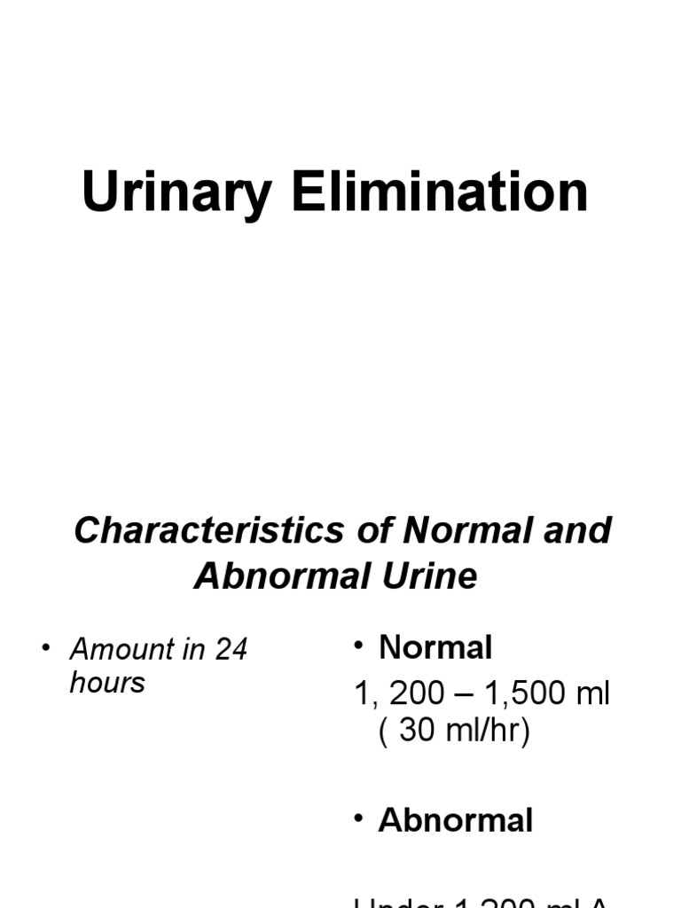 Urinary Elimination Urinary Incontinence Urine