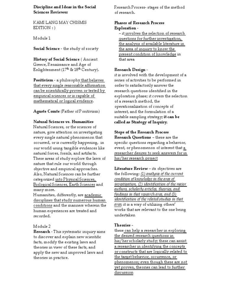 Discipline and Ideas in The Social Sciences Reviewer 3rd | PDF | Id ...