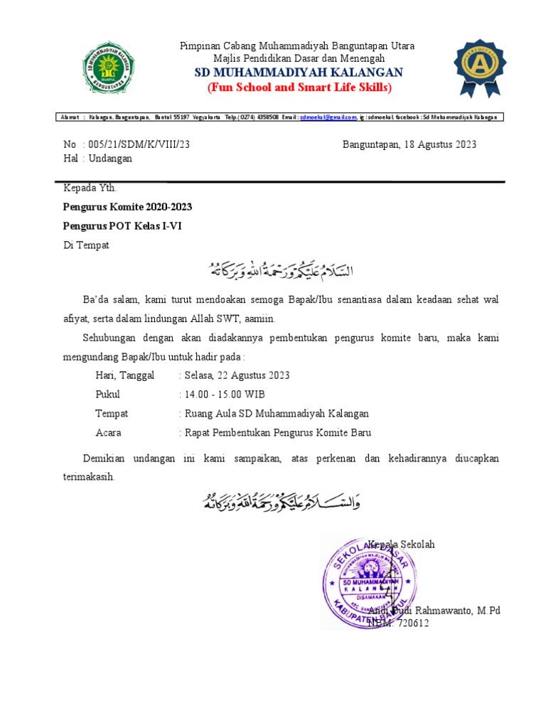 Undangan Rapat Pembentukan Komite | PDF