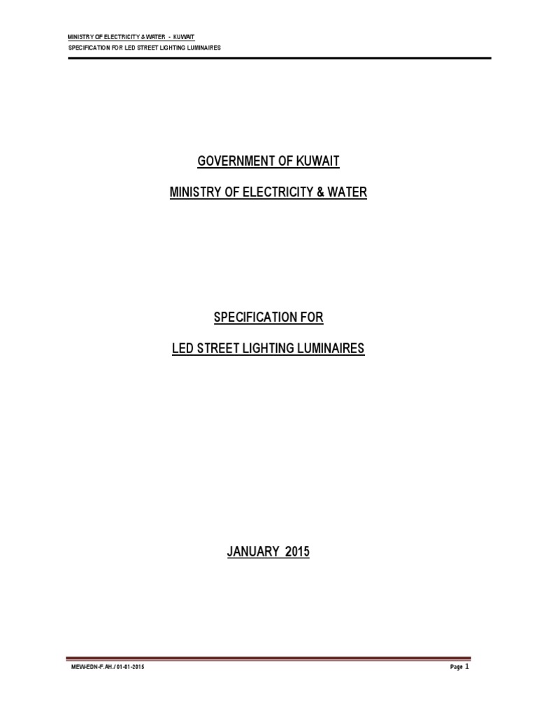 MEW LED Street Lighting Specifications | PDF | Light Emitting Diode ...