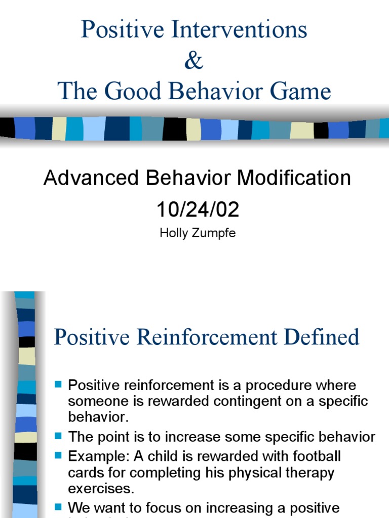 Positive interventions the good behavior game pdf reinforcement