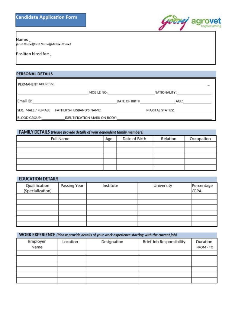 Job Application Form | PDF | Employment | Government And Personhood