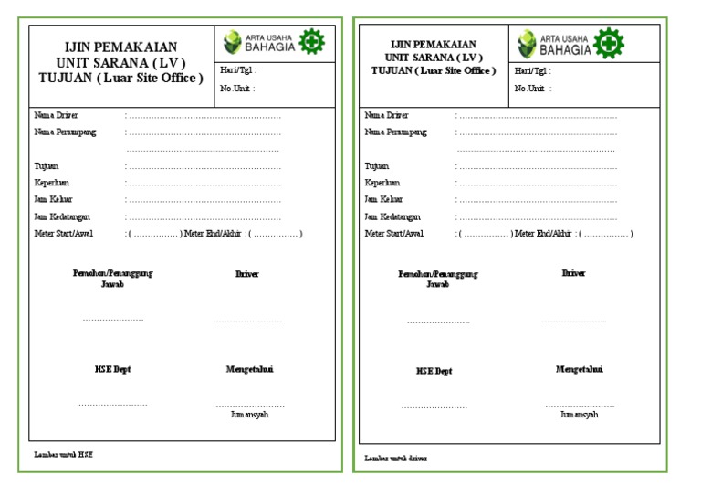 Form ijin pemakaian unit lv fix pdf