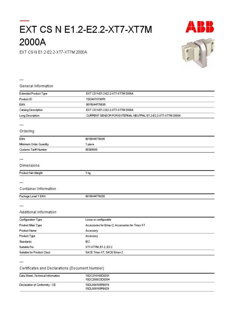 1SDA073736R1 Ext Cs N E1 2 E2 2 xt7 xt7m 2000a | PDF