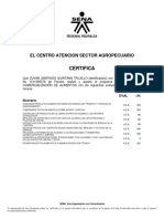 Certifica: El Centro Atencion Sector Agropecuario