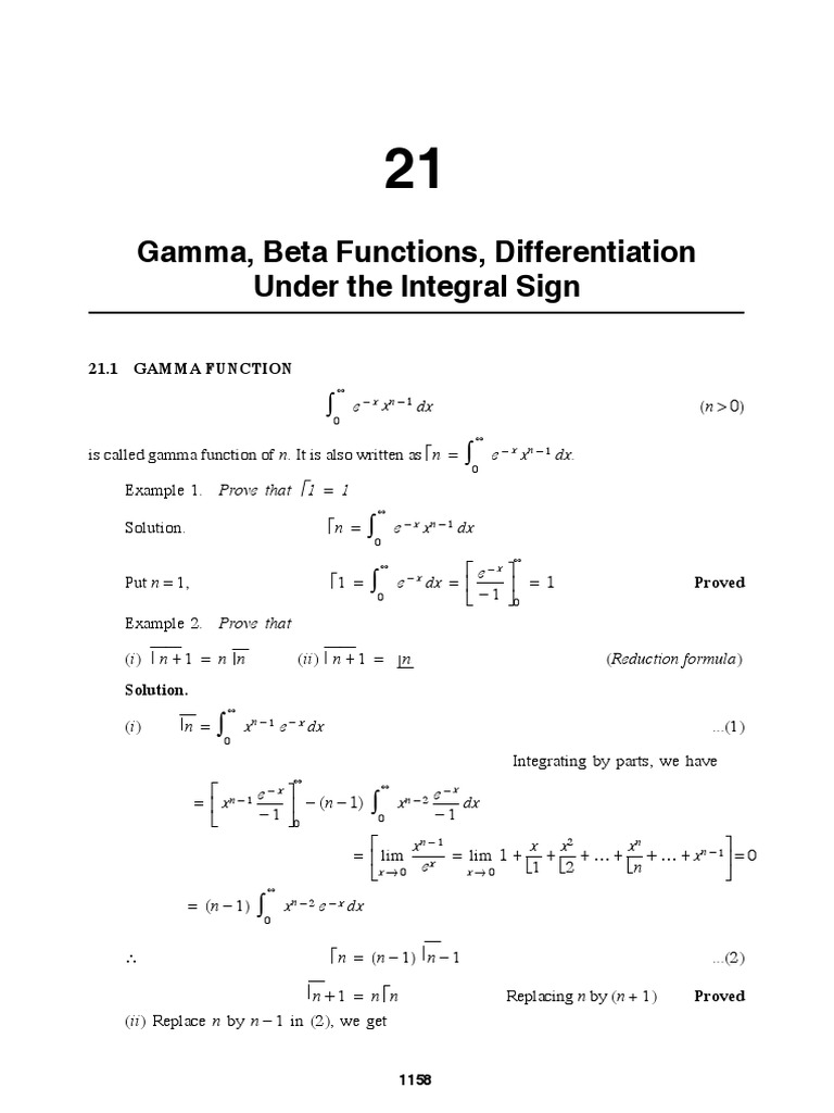 Beta and Gamma Function Formulas | PDF