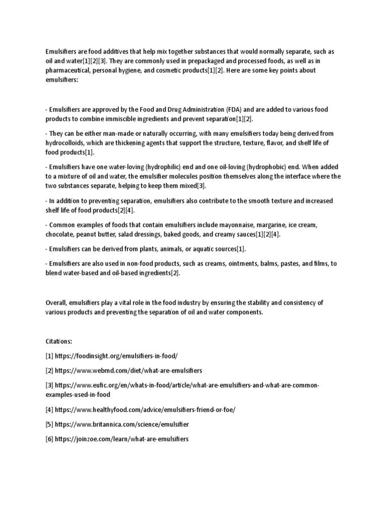 What Are Emulsifiers PDF