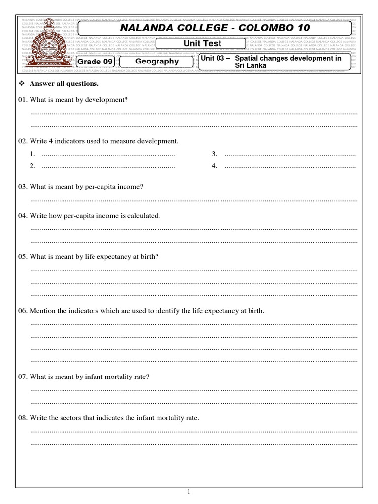 Geography Grade 9 Unit 03 PDF