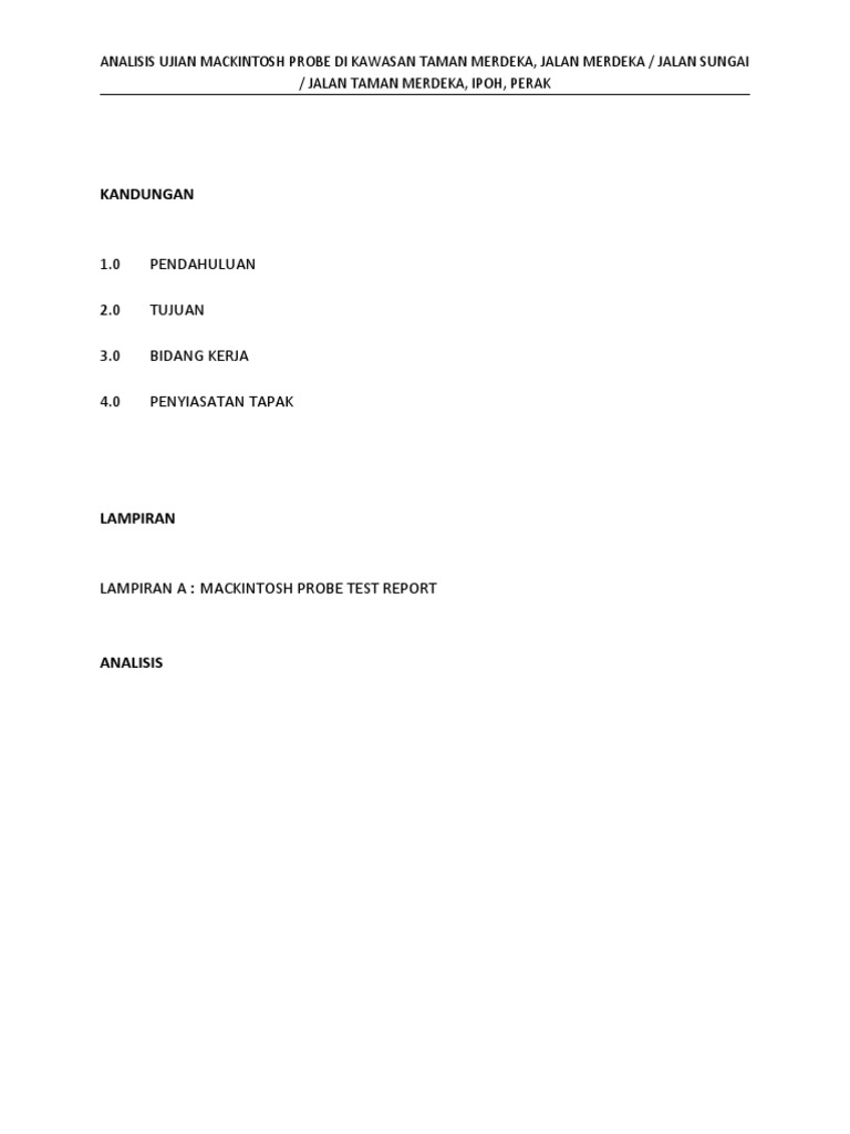 Analisis Ujian Mackintosh Probe Taman Merdeka | PDF