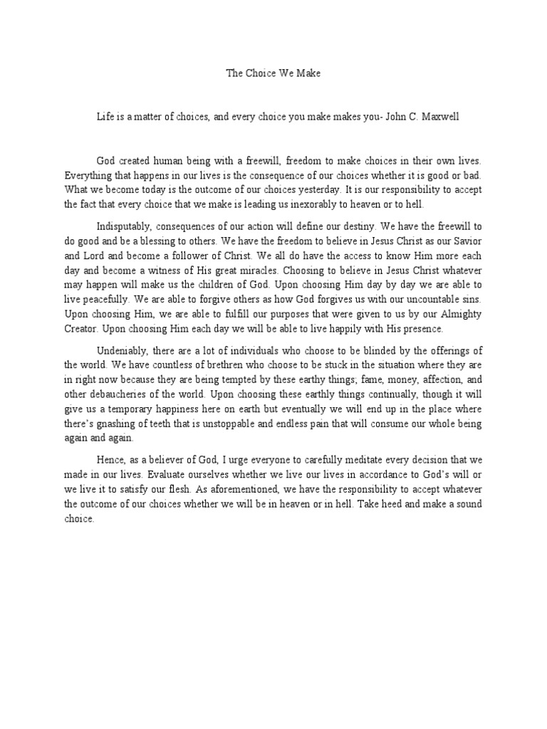 The choice we make pdf