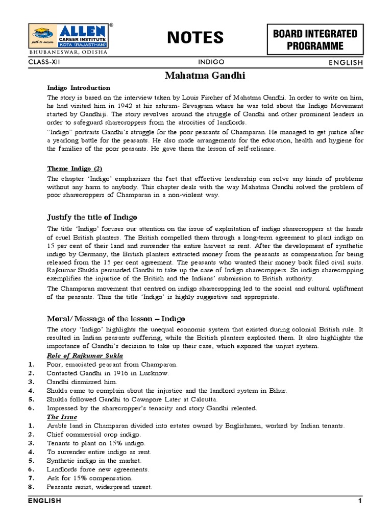 06 English - Notes (Indigo+Aunt Jennifers Tigers) | PDF