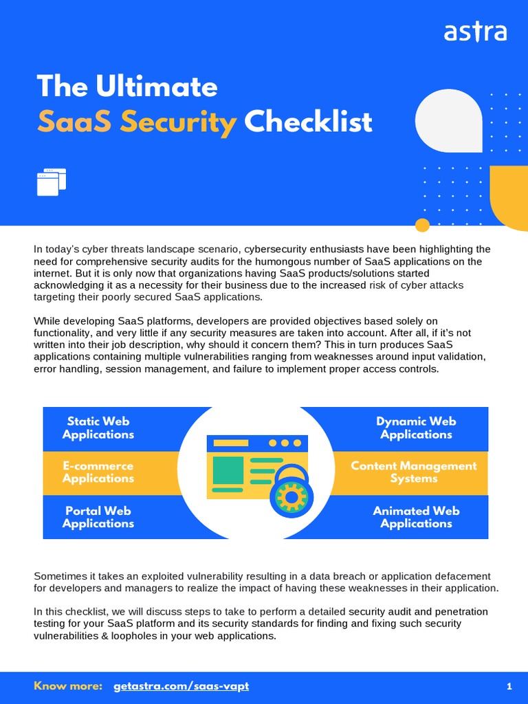 The Ultimate SaaS Security Audit & VAPT Checklist PDF Security