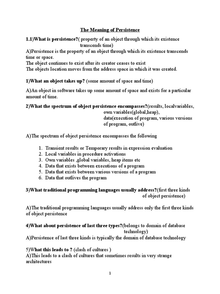 The Meaning of Persistence PDF