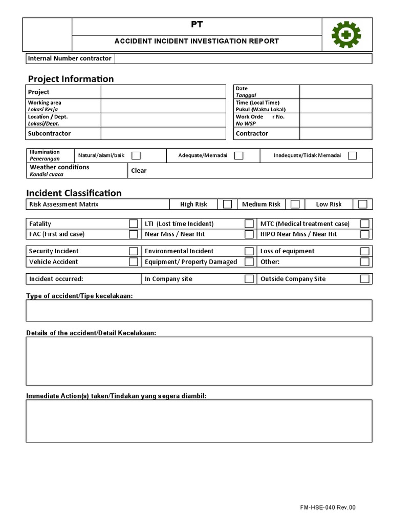 Accident Incident Investigation Report | PDF