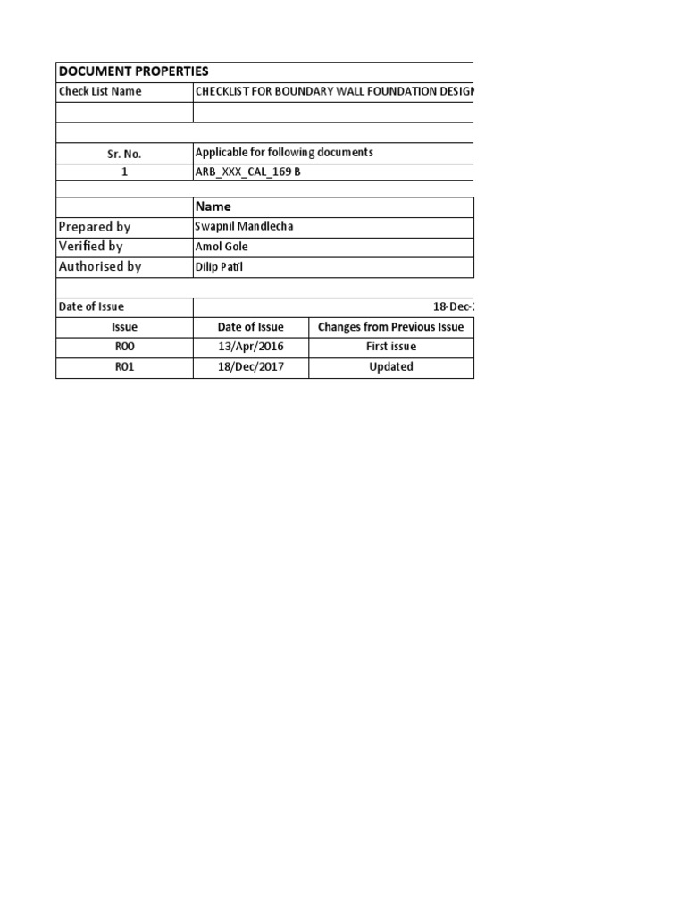 8.arb - Checklist - Boundary Wall Foundation Design | PDF