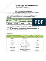 Place Value Through Hundred Thousand