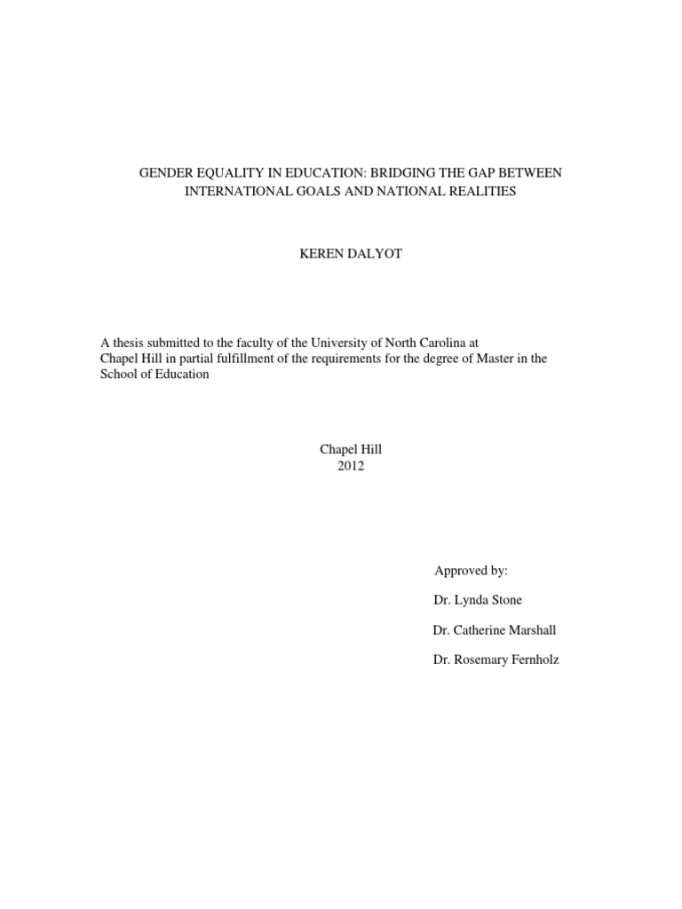 Gender Equality in Education Bridging The Gap Between International ...