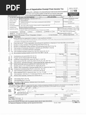 Signed 2019 OVF IRS 990 With All Schedules Attached | PDF