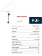 Hoover Cordless Vacuum Cleaner H Free 300 Product Data Sheet