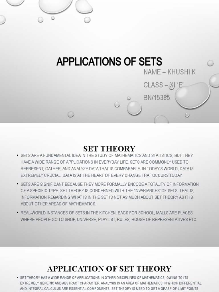 Applications of Sets PDF