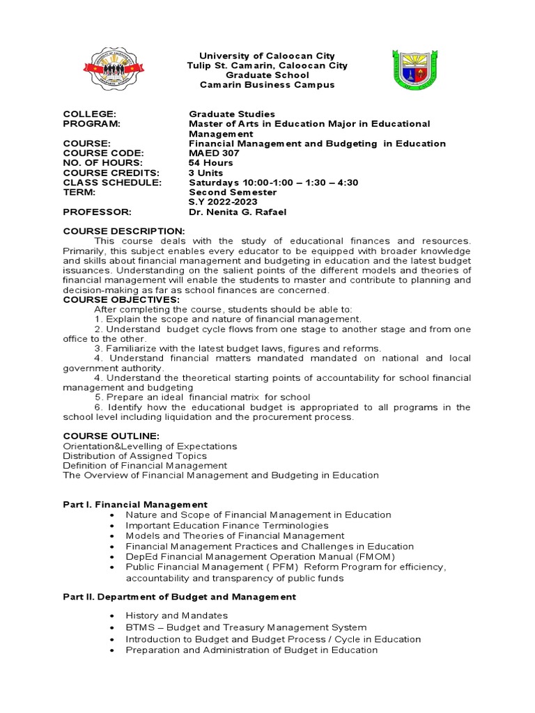 Financial Management in Education Course | PDF | Career & Growth