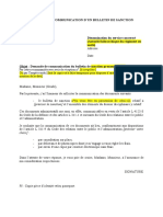 Modèle Demande de Bulletin de Sanction