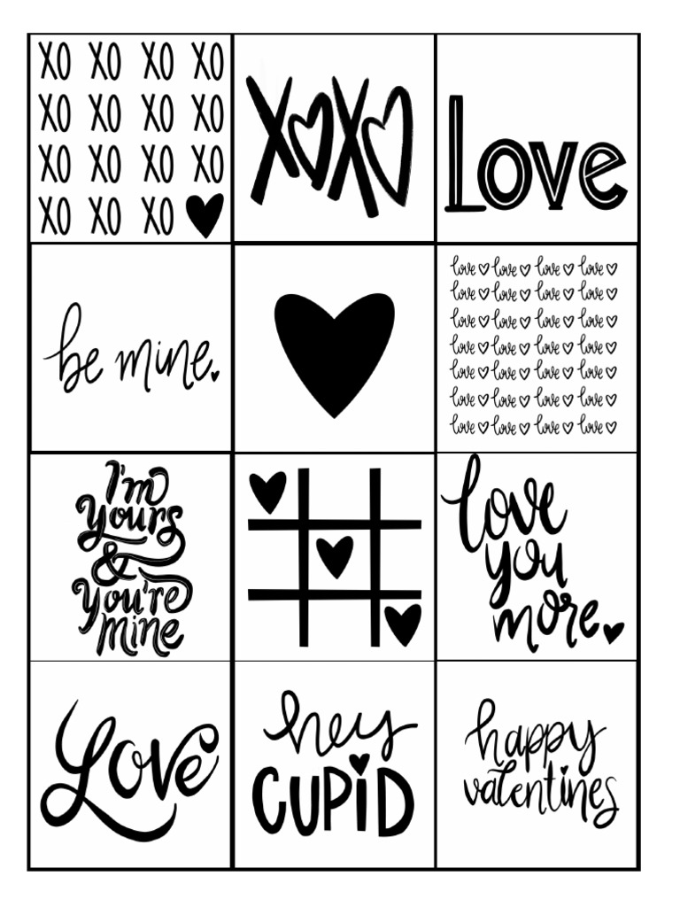 Black and White Valentine Tags PDF 1 | PDF