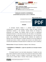 FORMAÇÃO DOCENTE E EXPERIÊNCIA: Possibilidades para Pensar o Outro e A Diferença