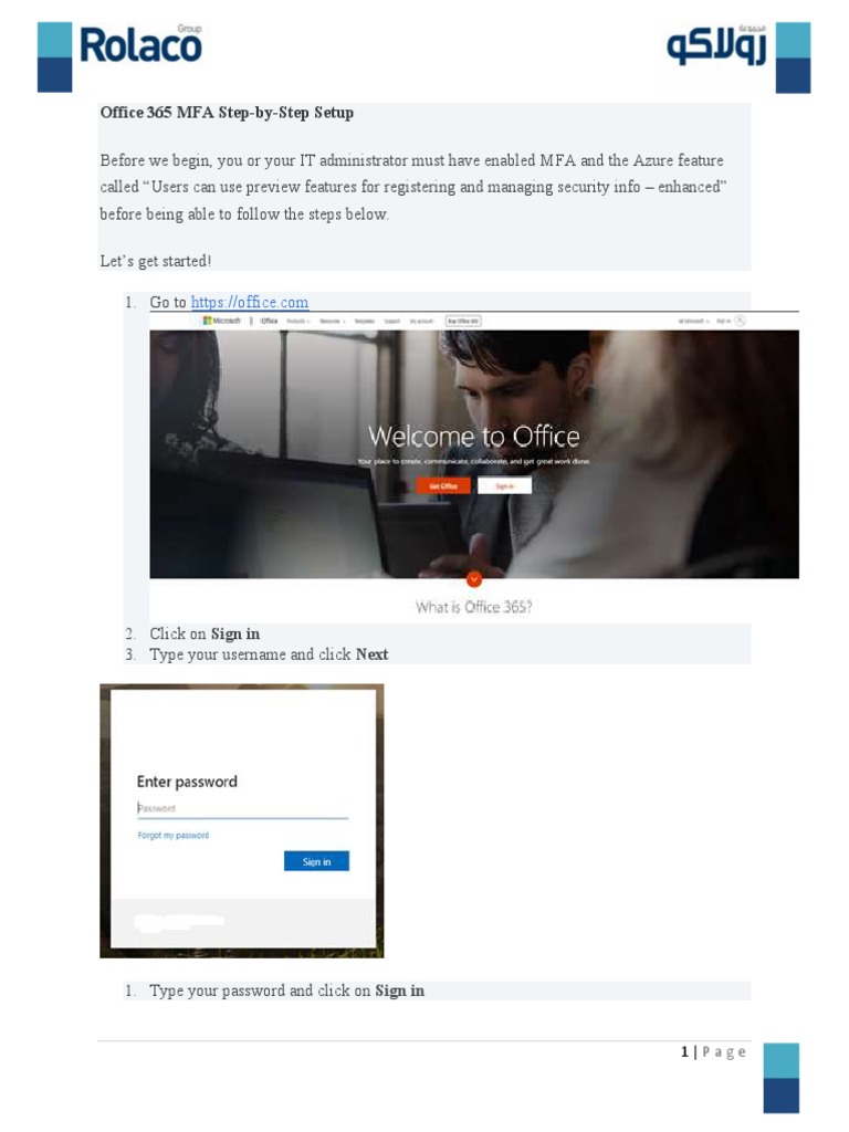 Office 365 MFA Setup Guide | PDF | Business | Finance & Money Management