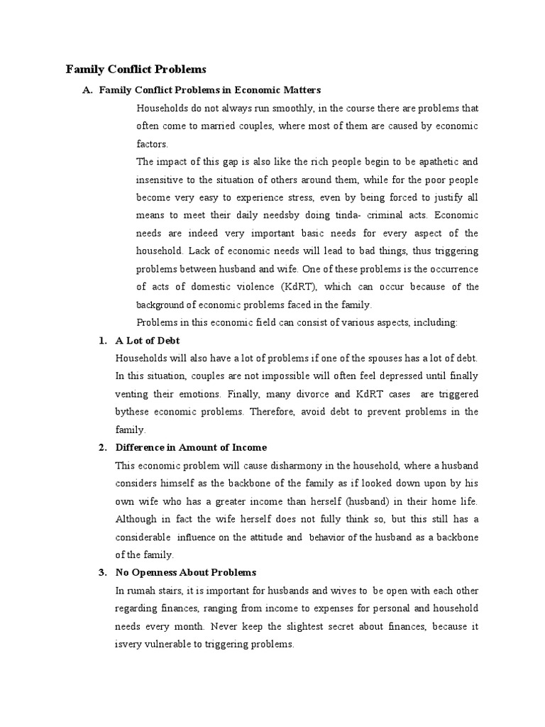 Family Conflict: Economic & Communication Issues | PDF | Communication ...