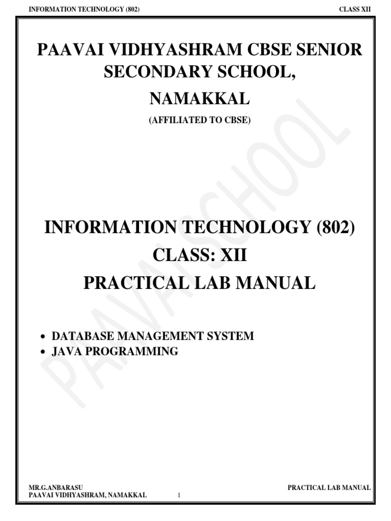 CLASS XII LAB MANUAL (21 To 22) Full Book | PDF