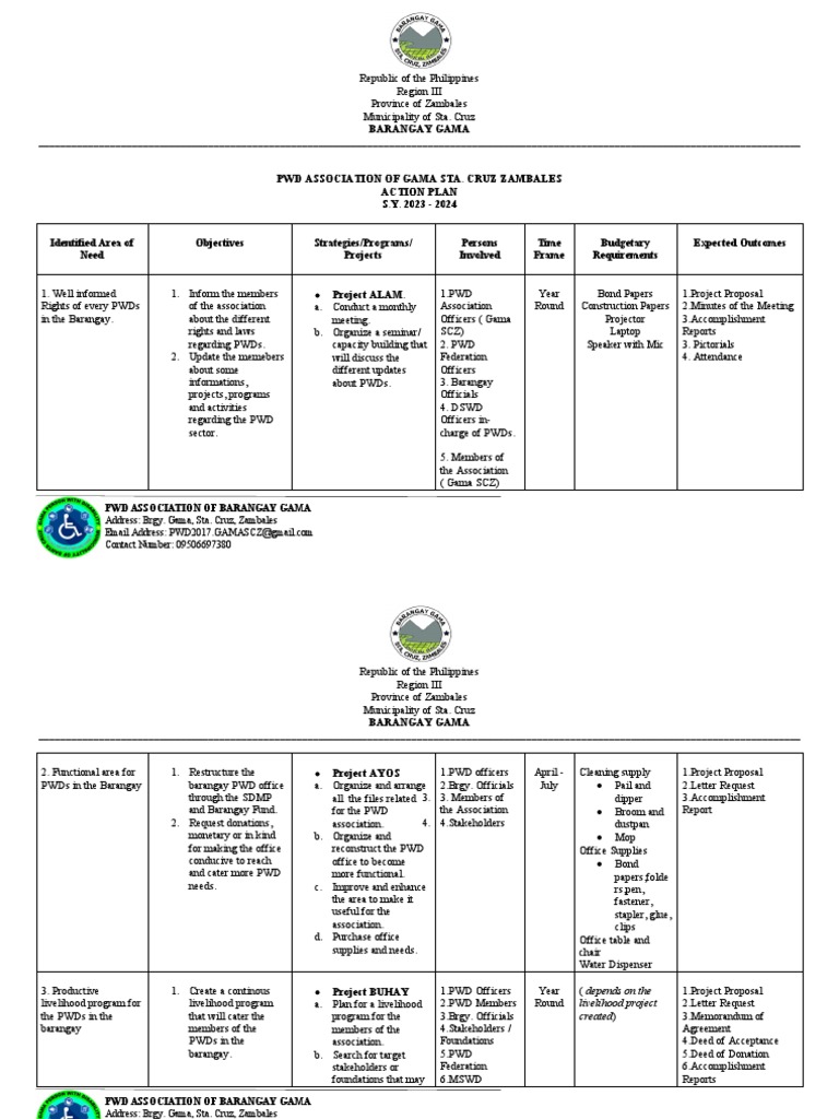 Action Plan PWD | PDF