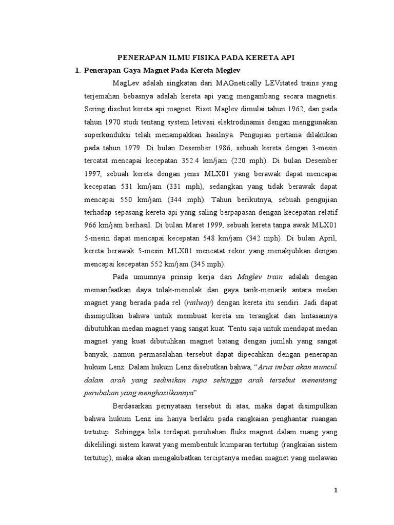 Penerapan Ilmu Fisika Pada Kereta Api | PDF