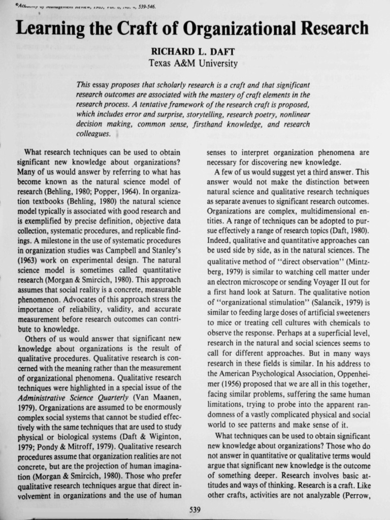 Learning The Craft of Organizational Research PDF Science & Mathematics