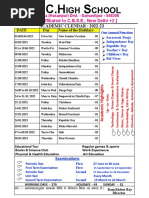 IGH Chool: Academic Clendar: 2022-23