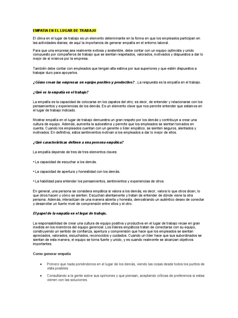 Empatia en El Lugar de Trabajo PDF
