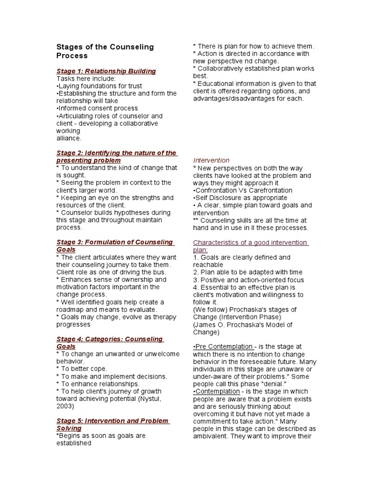 Counseling Process: 6 Key Stages | PDF | Career & Growth