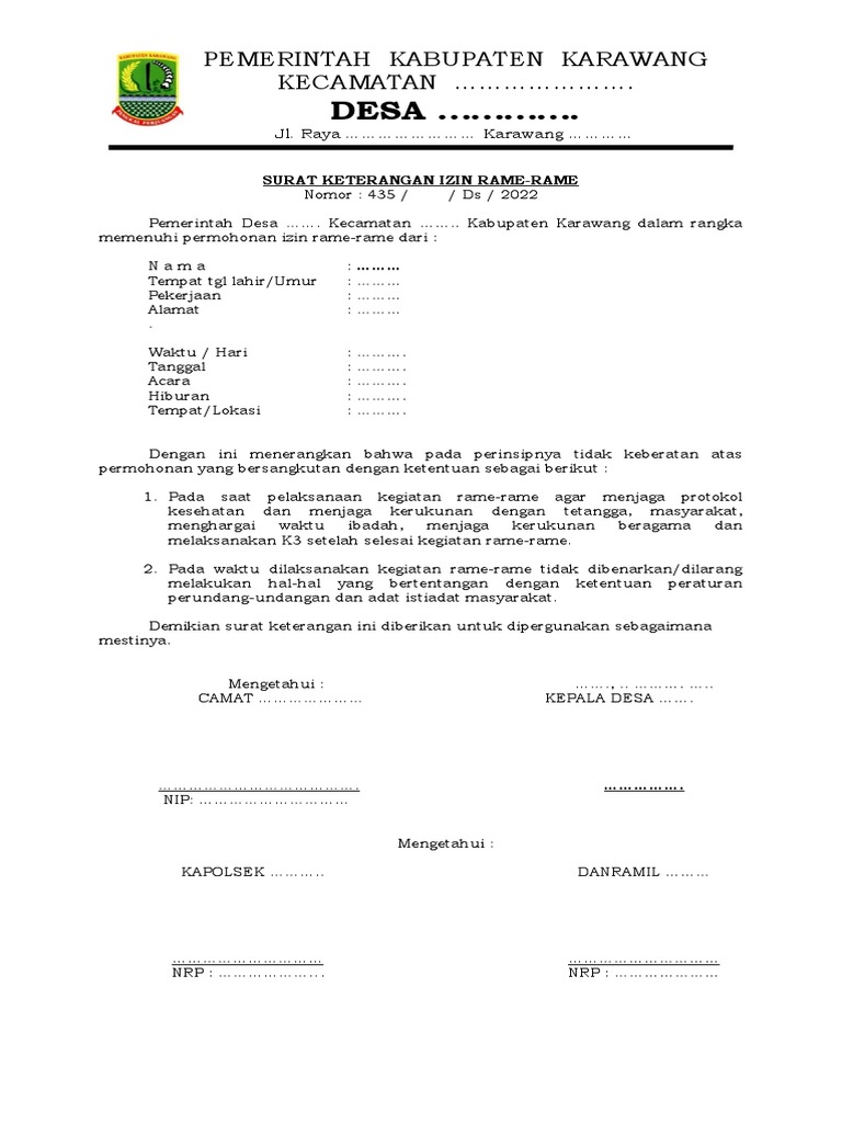 Izin Keramaian dan Pengamanan Karawang | PDF