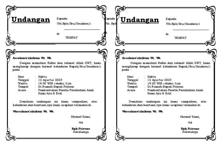 Undangan Slametan | PDF