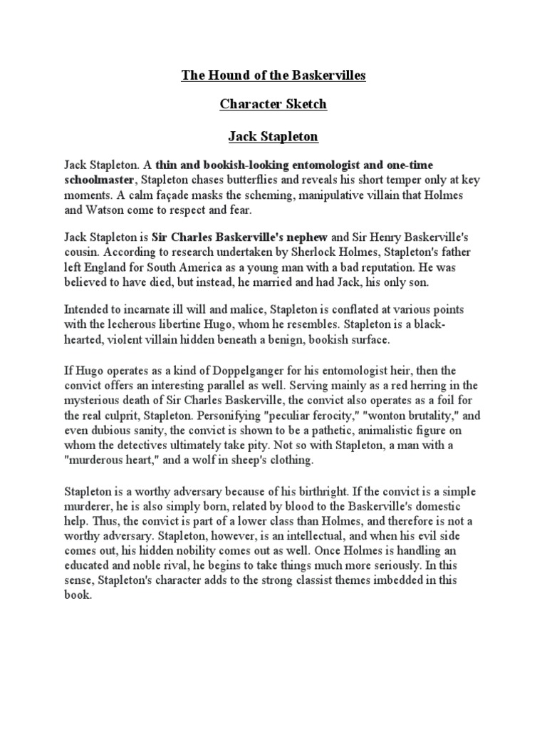 Jack Stapleton Character Sketch Pdf