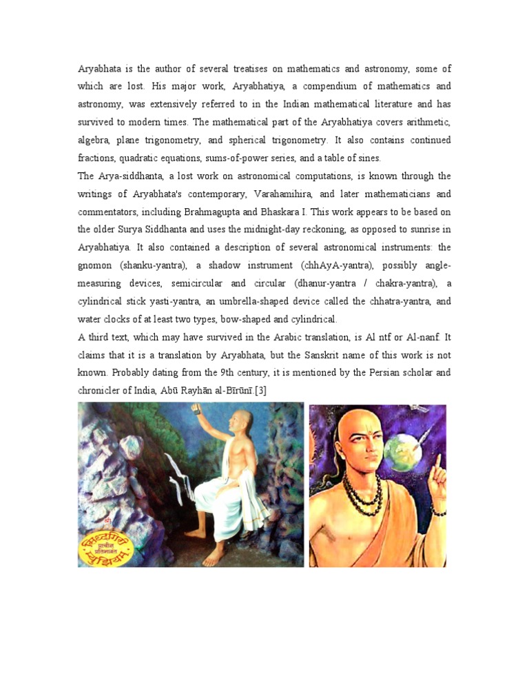 Aryabhatta Information And Pics Pdf Astronomy Teaching Mathematics