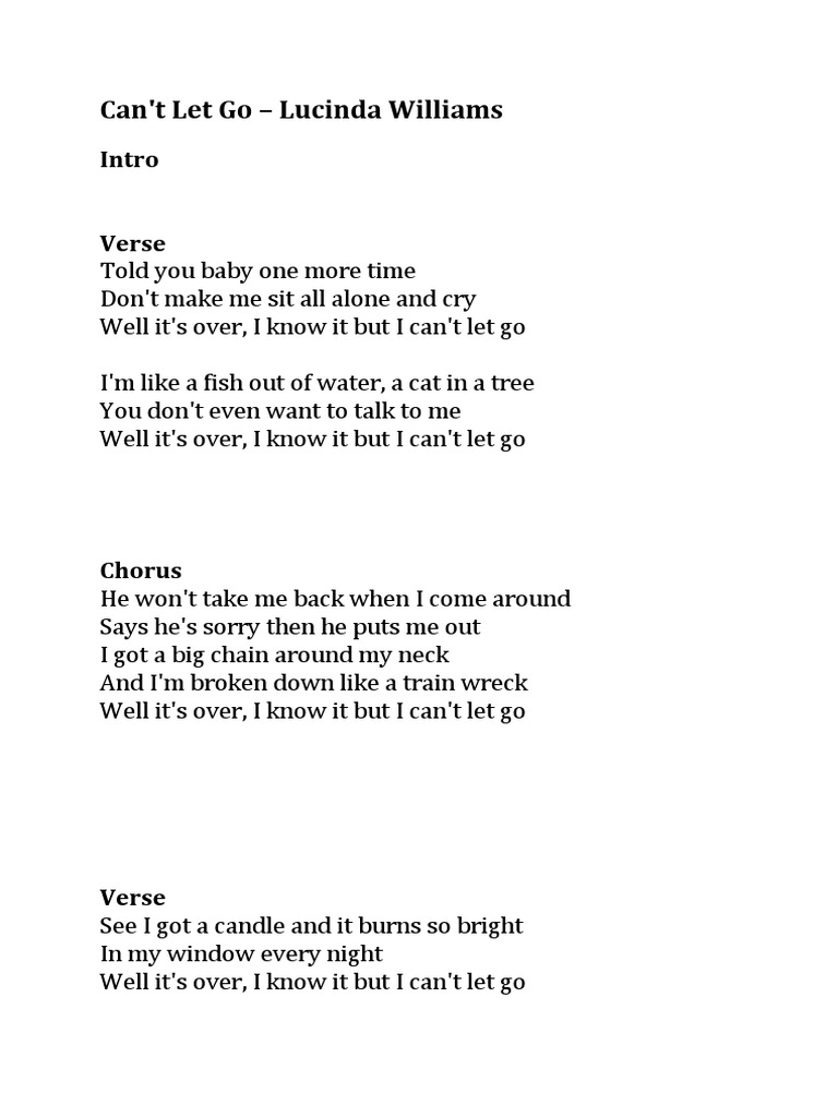 Can t let go lucinda williams pdf