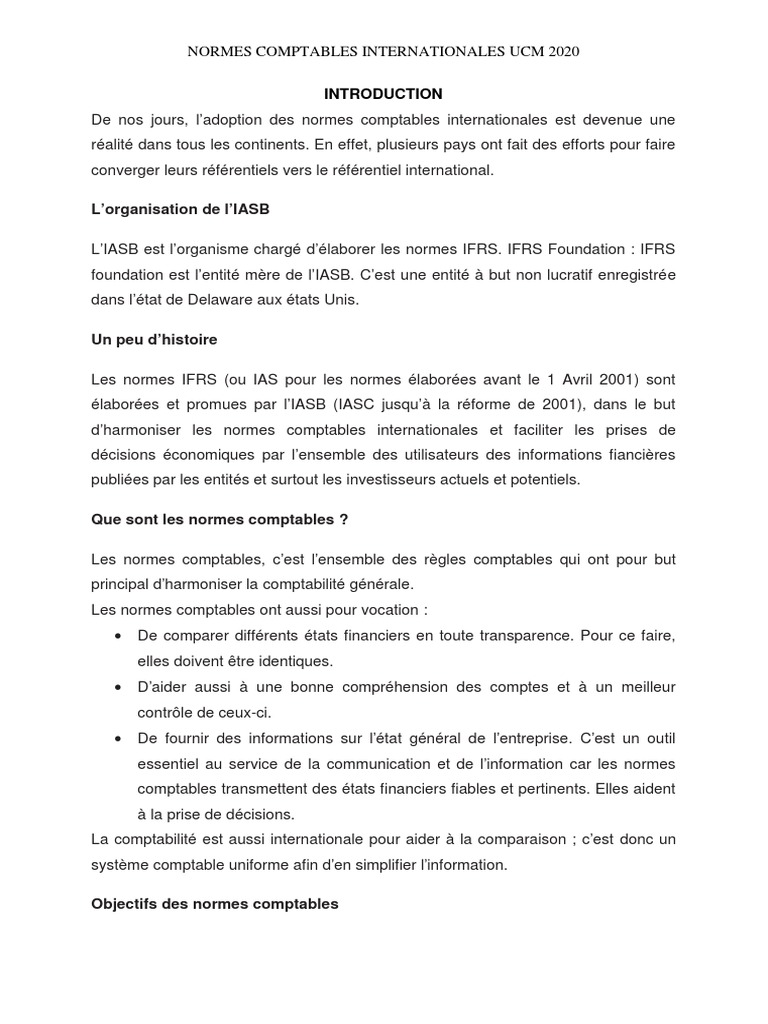 Normes Comptables Internationales 2020 | PDF | Normes internationales d ...