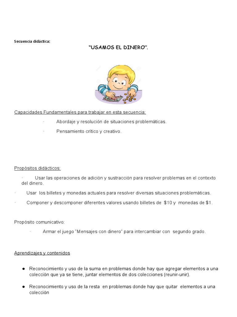 Secuencia Didáctica: Uso del Dinero | PDF | Arte