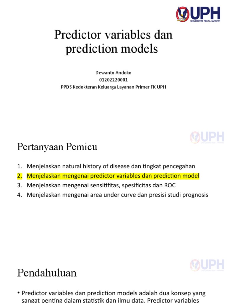 Predictor Variables Dan Prediction Models - Dewanto Andoko | PDF