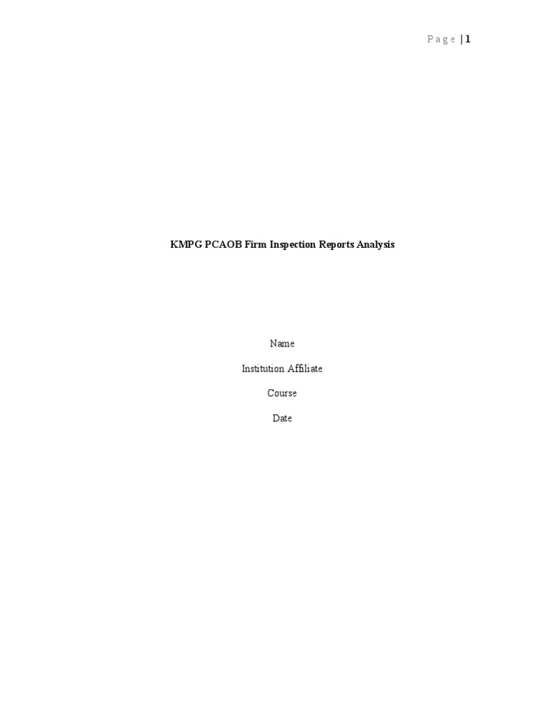 KPMG Inpection Report | PDF | Audit | Going Concern