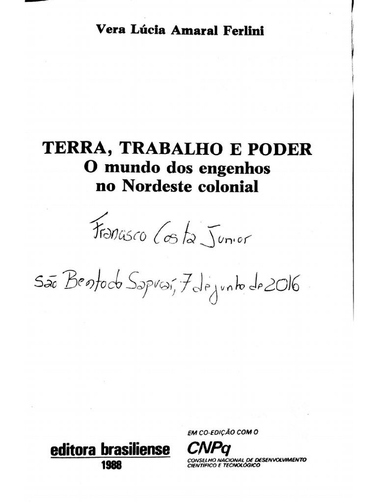 Terra Trabalho e Poder - Cap IV Terra e Poder - Vera Ferlini | PDF
