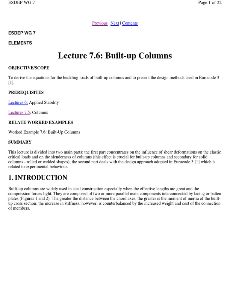 Design of Built-Up Steel Columns | PDF | Buckling | Column