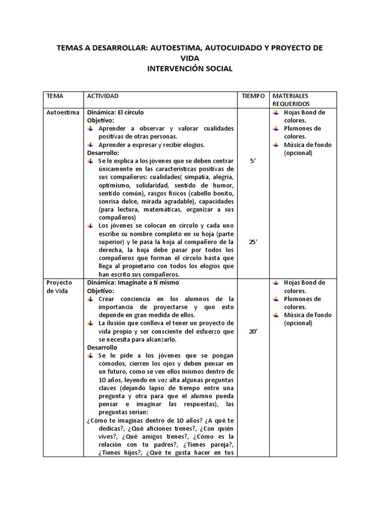 Taller de Autoestima y Proyecto de Vida | PDF | Autoestima